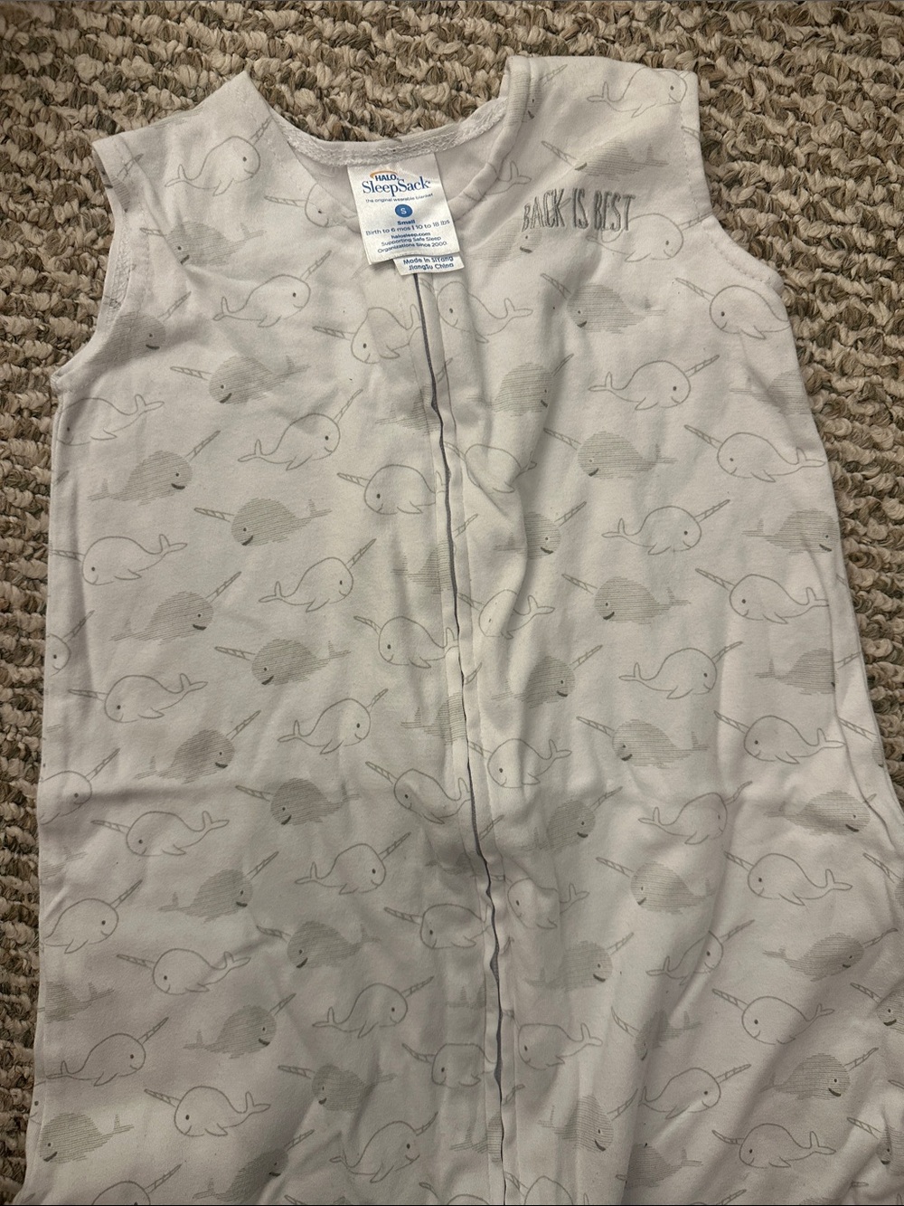 Halo Light Gray Narwhal Sleep Sack Pajamas